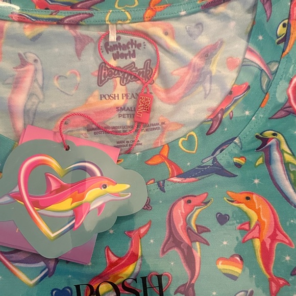 Posh Peanut women's limited edition Lisa Frank Dolphins long sleeve top - Picture 3 of 3